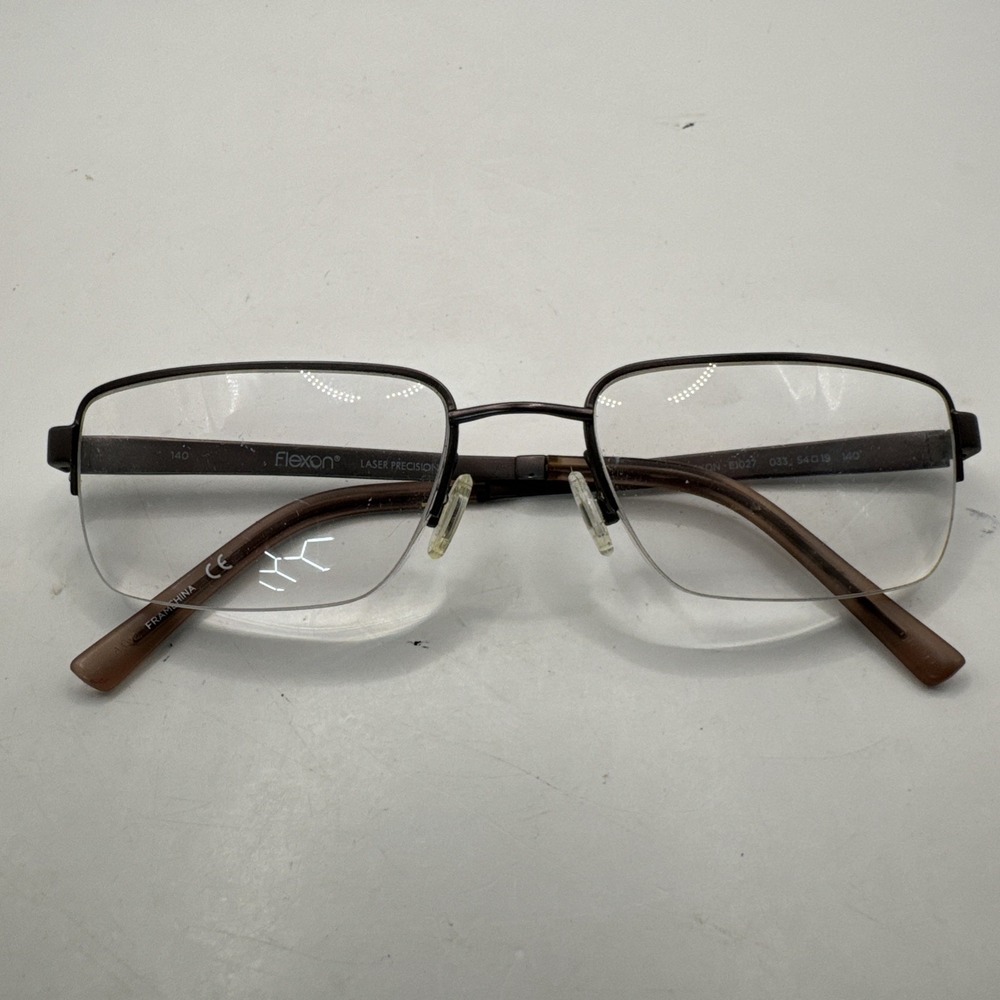 FLEXON E1027 033‎ Gunmetal Rectangular Half-Rimless Metal Eyeglasses 54-19 140